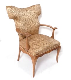 Curvaceous Armchair Refinished and Reupholstered in Your Fabric Frances Elkins