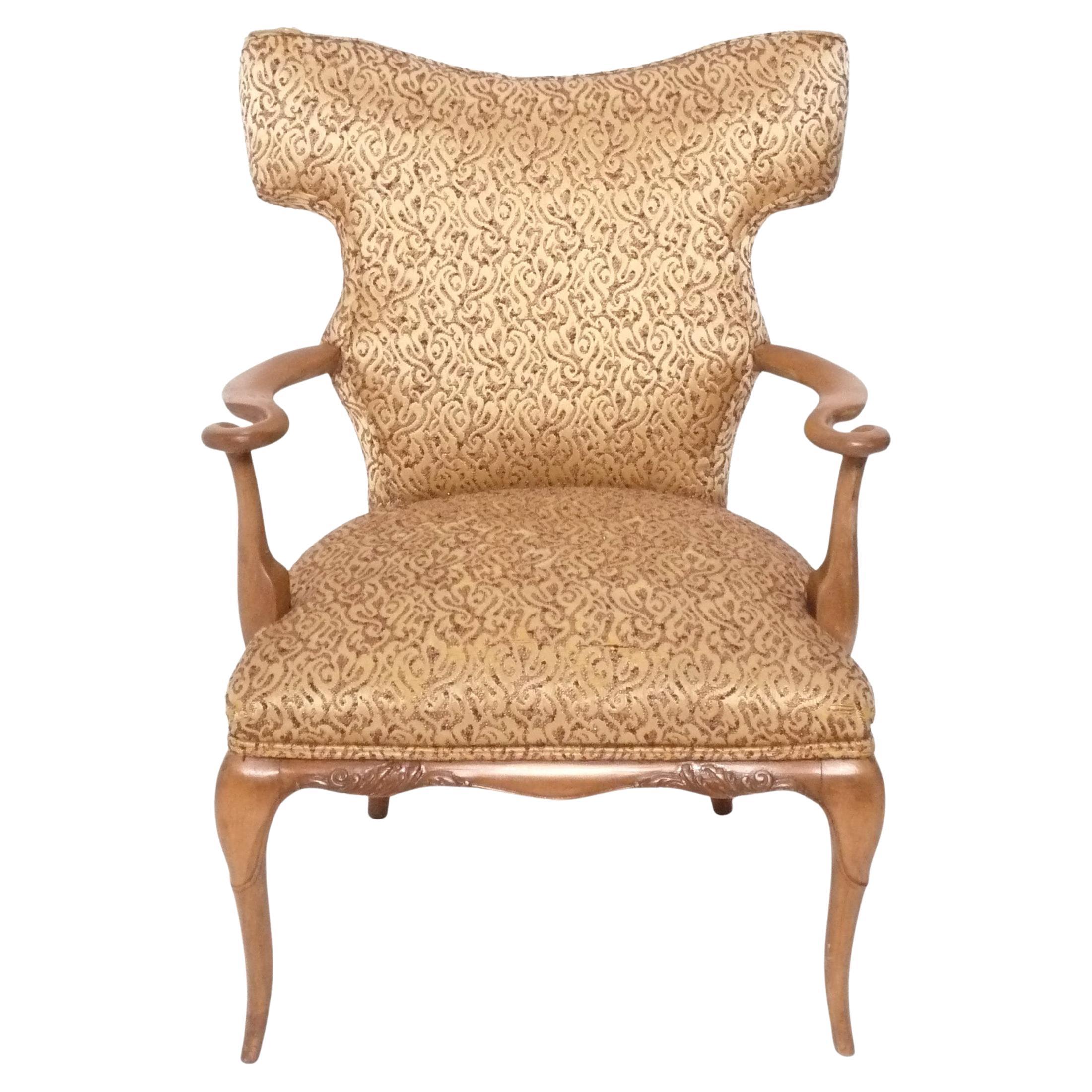 Curvaceous Armchair Refinished and Reupholstered in Your Fabric Frances Elkins For Sale