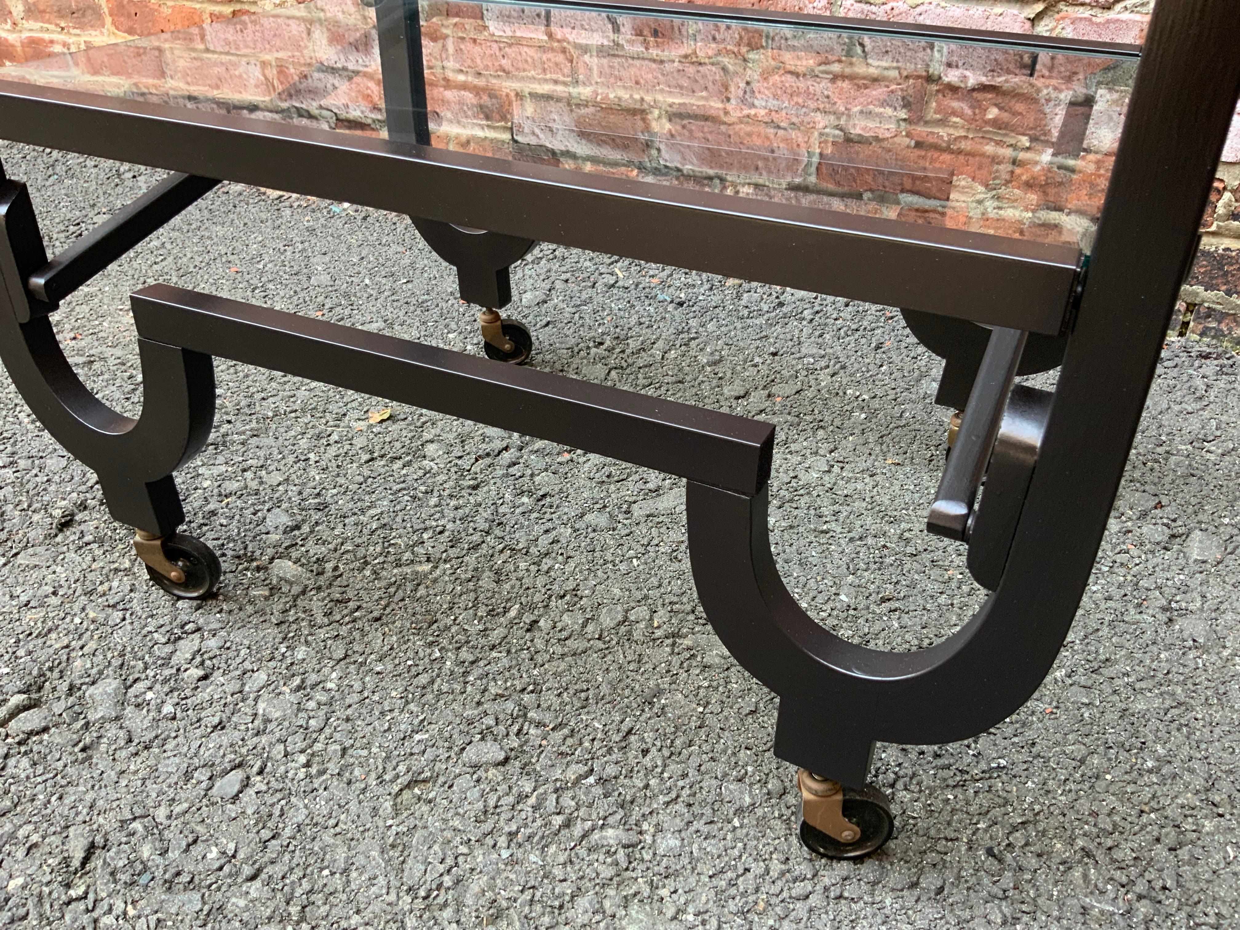 Curvaceous Art Deco Brass and Glass Serving Cart 2