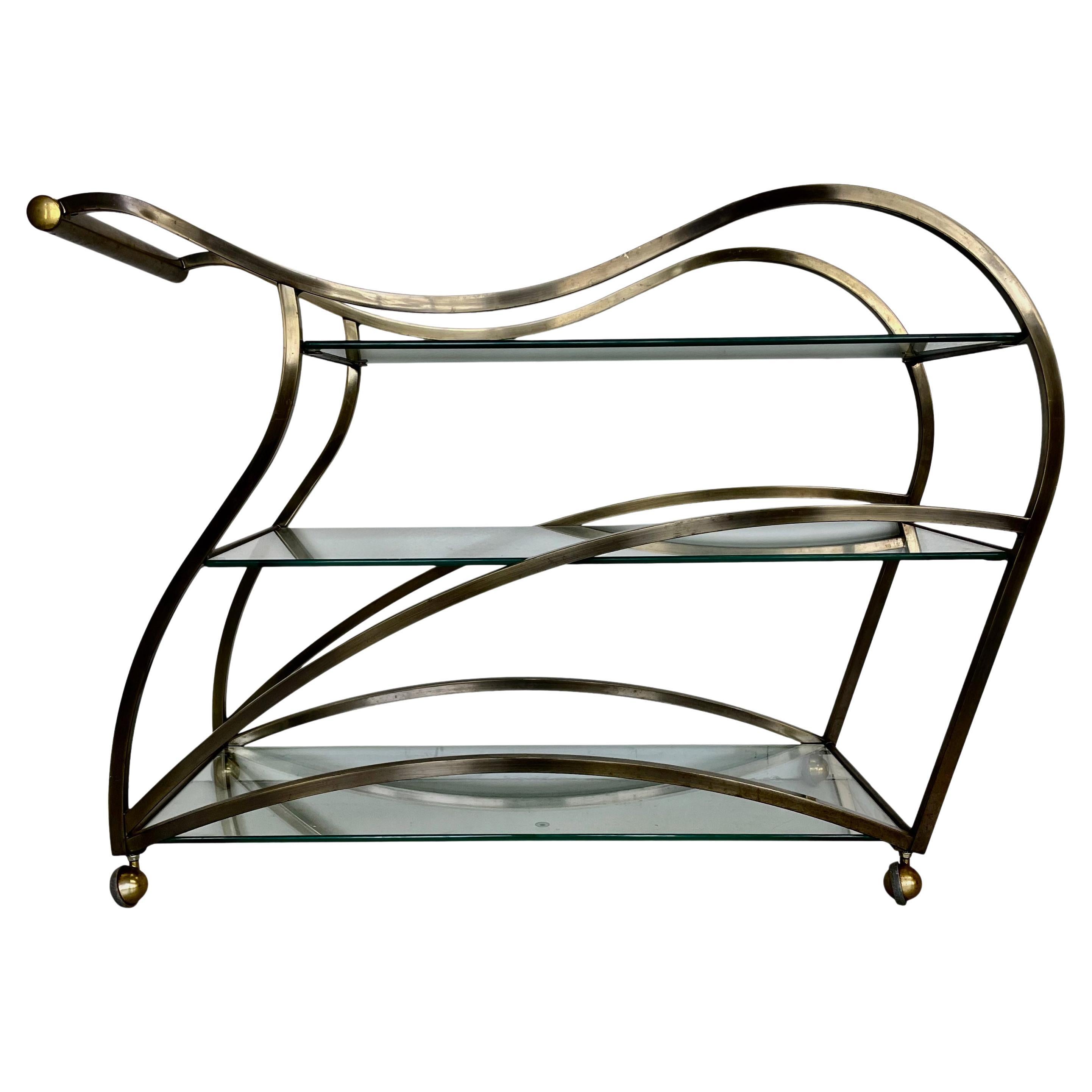 Curvaceous Bar Cart in Brass by Design Institute of America