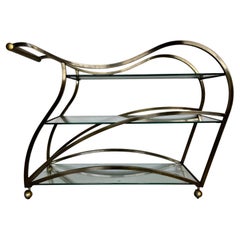Vintage Curvaceous Bar Cart in Brass by Design Institute of America 