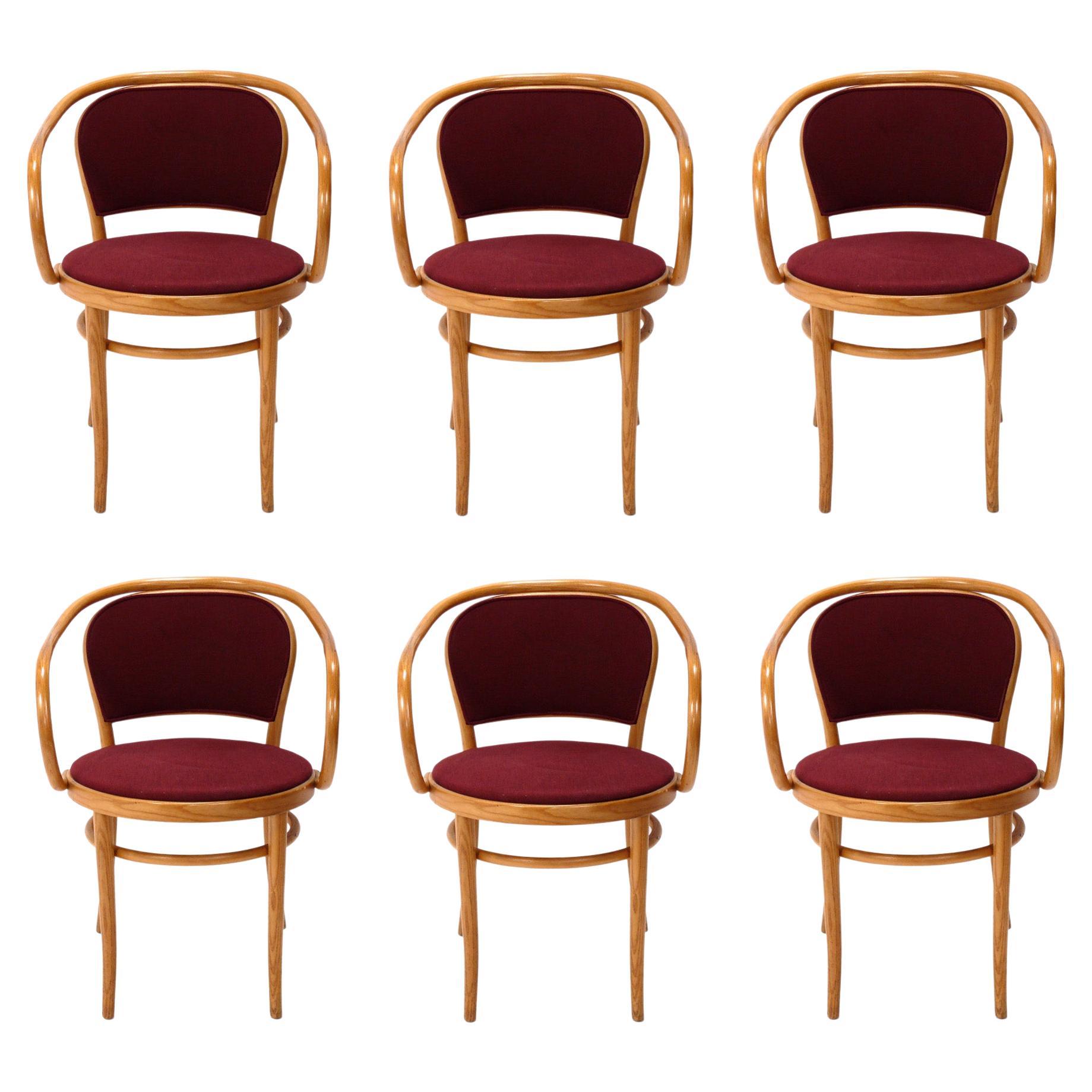 Sillas de comedor de madera curvada de Thonet Juego de seis sillones