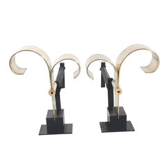 Vintage Curvaceous Brass Andirons - circa 1940's