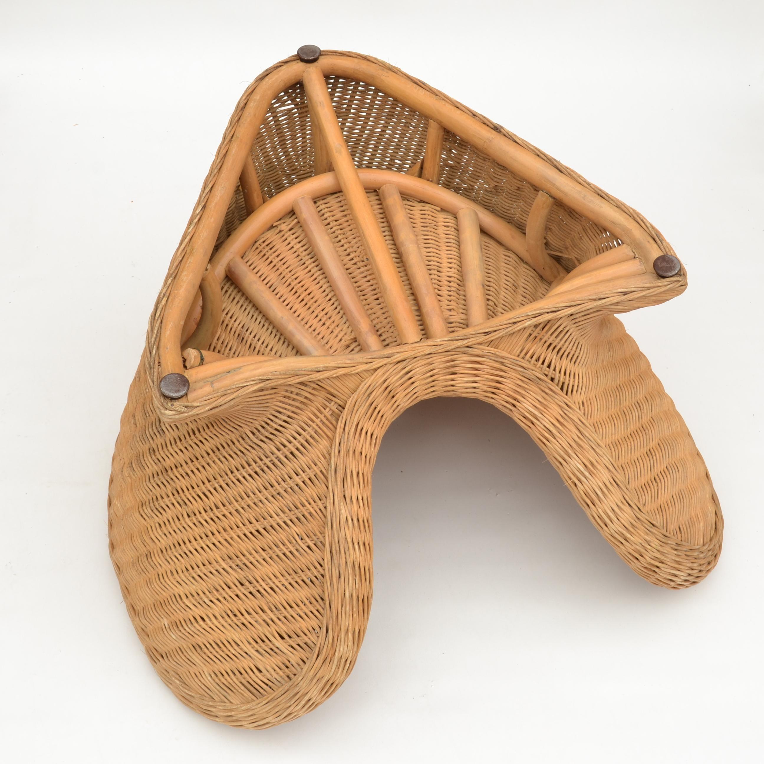Late 20th Century Curvaceous Sculptural Cane Chair for Indoor or Outdoor