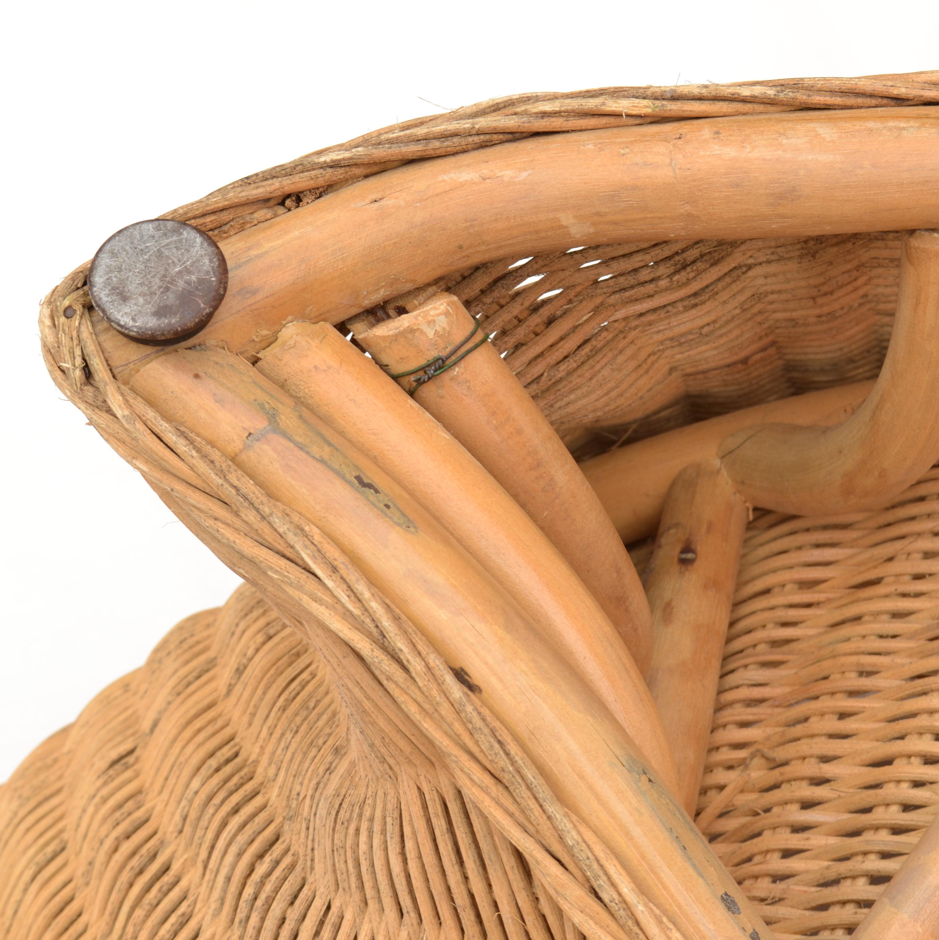 Bamboo Curvaceous Sculptural Cane Chair for Indoor or Outdoor