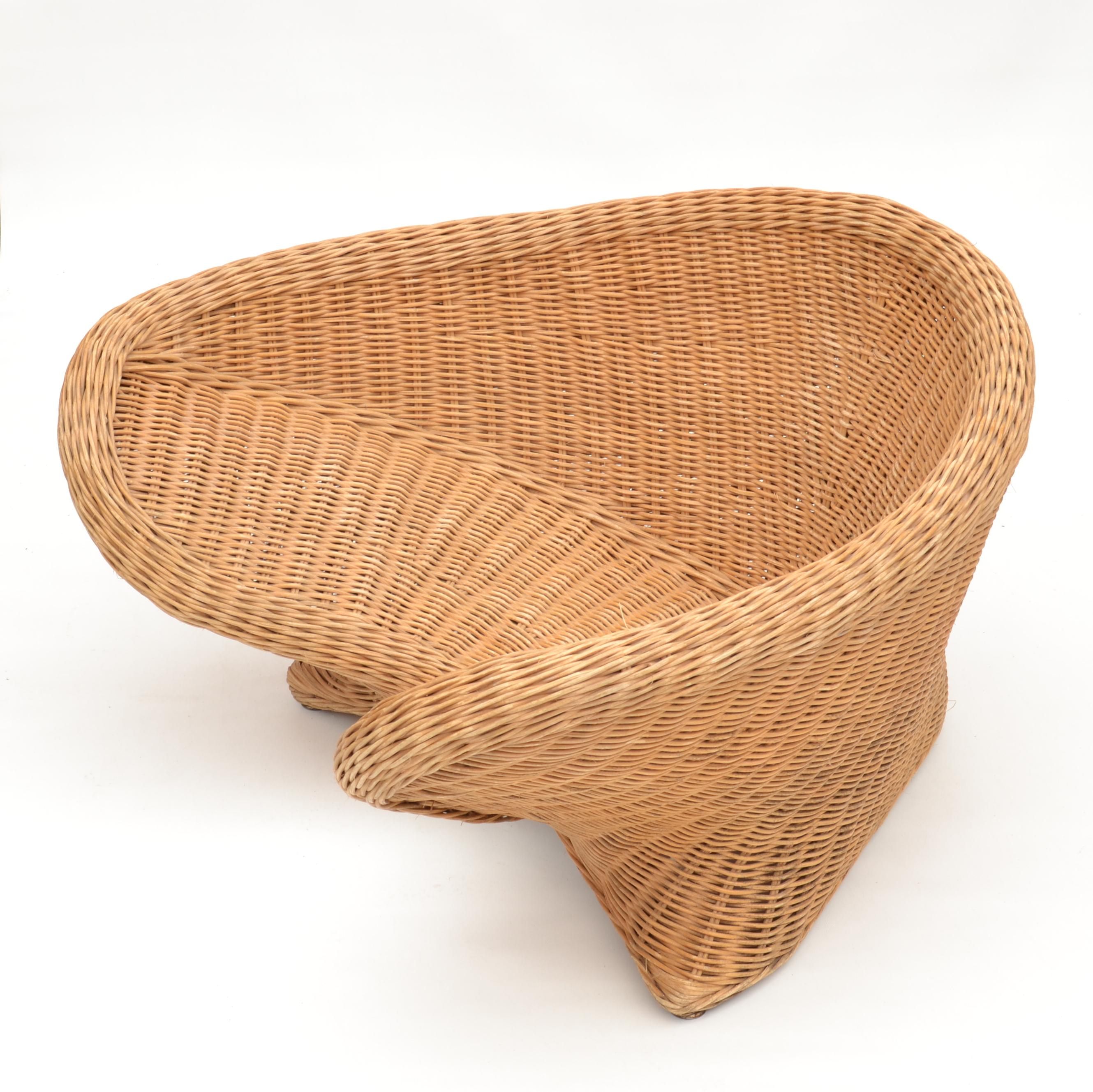 Mid-Century Modern Curvaceous Sculptural Cane Chair for Indoor or Outdoor