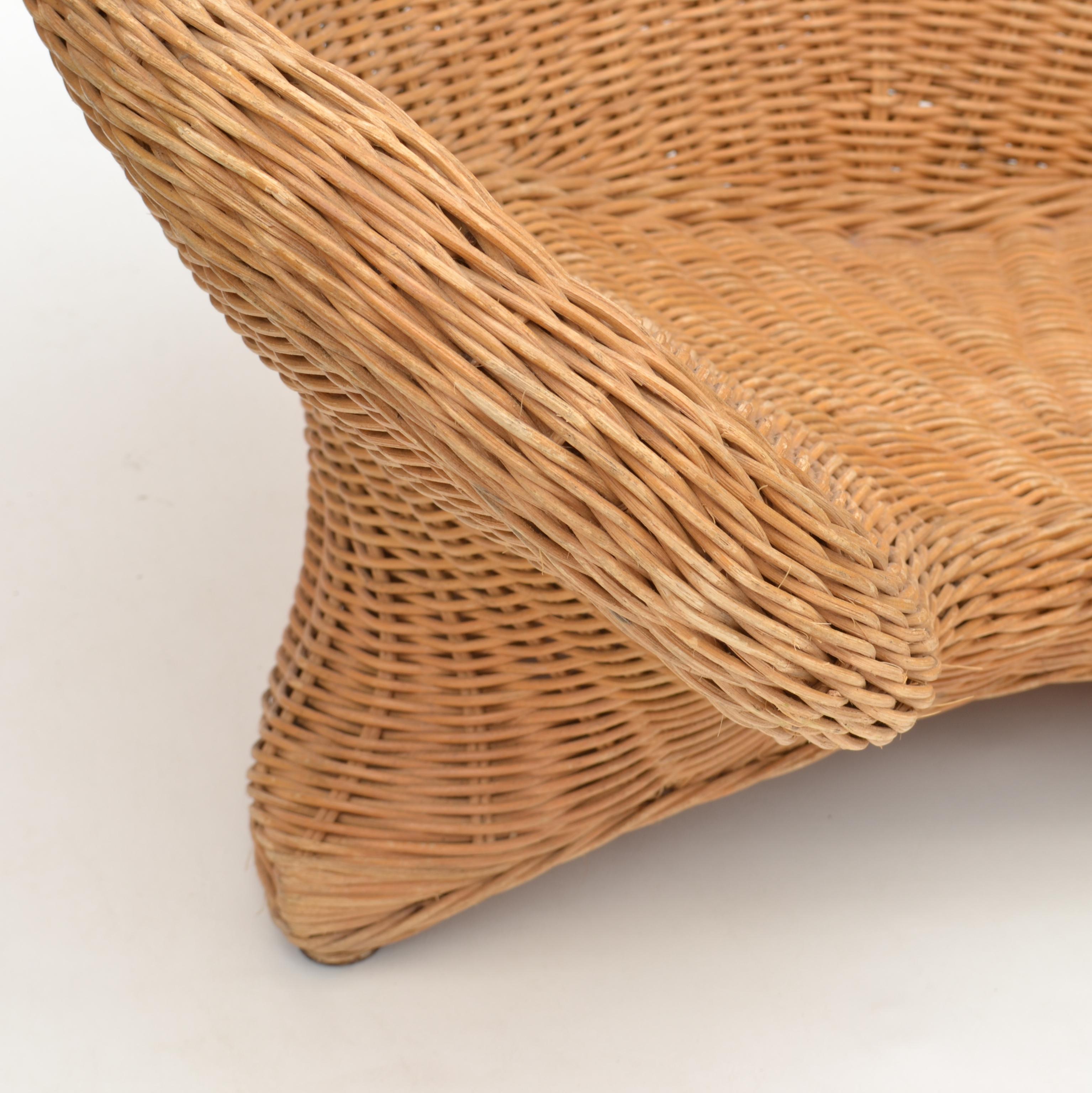 European Curvaceous Sculptural Cane Chair for Indoor or Outdoor