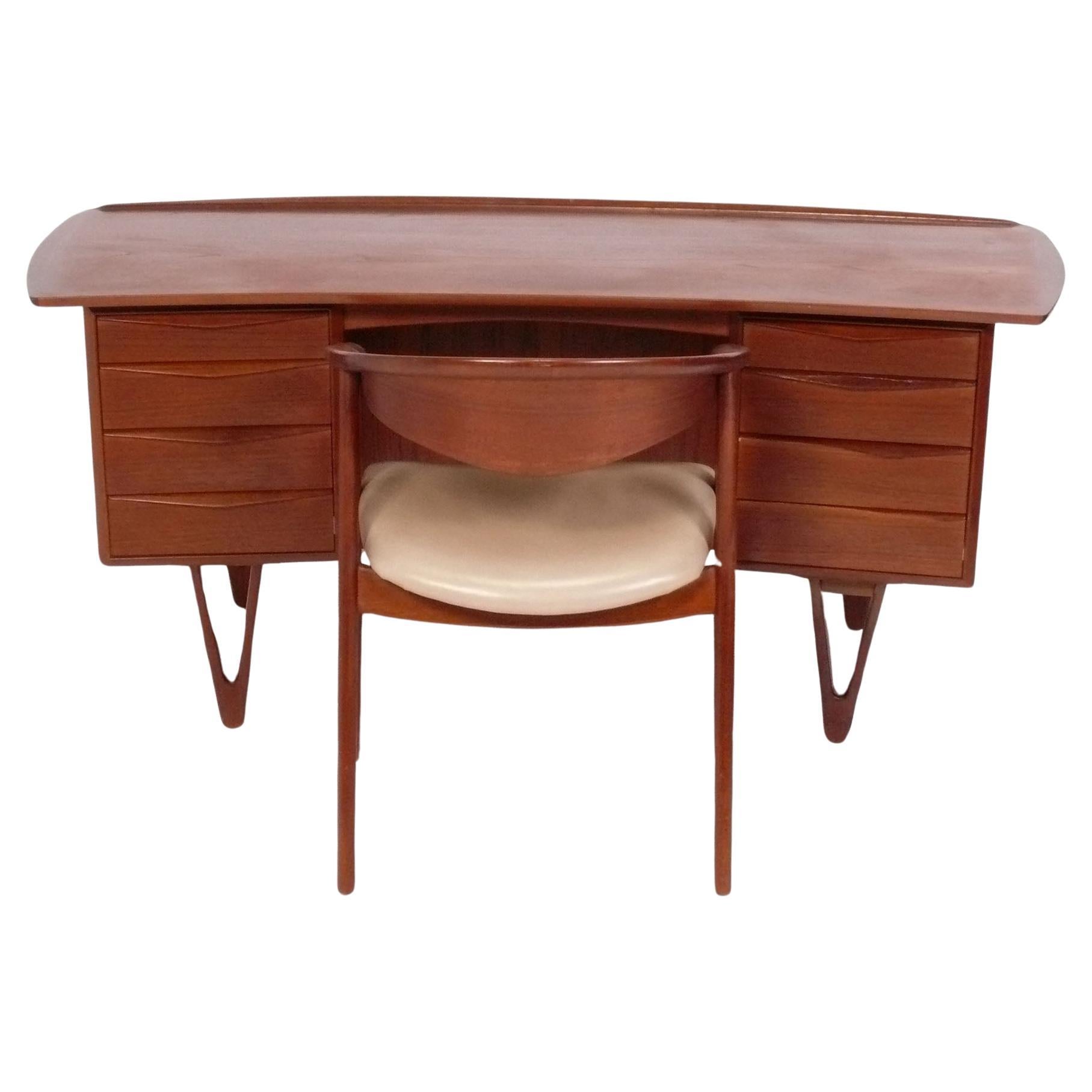 Curvaceous Danish Modern Desk & Chair by Svend Aage Madsen for Sigurd Hansen