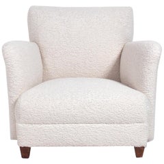 Curvaceous Danish Modern Lounge Chair in Faux Sheepskin
