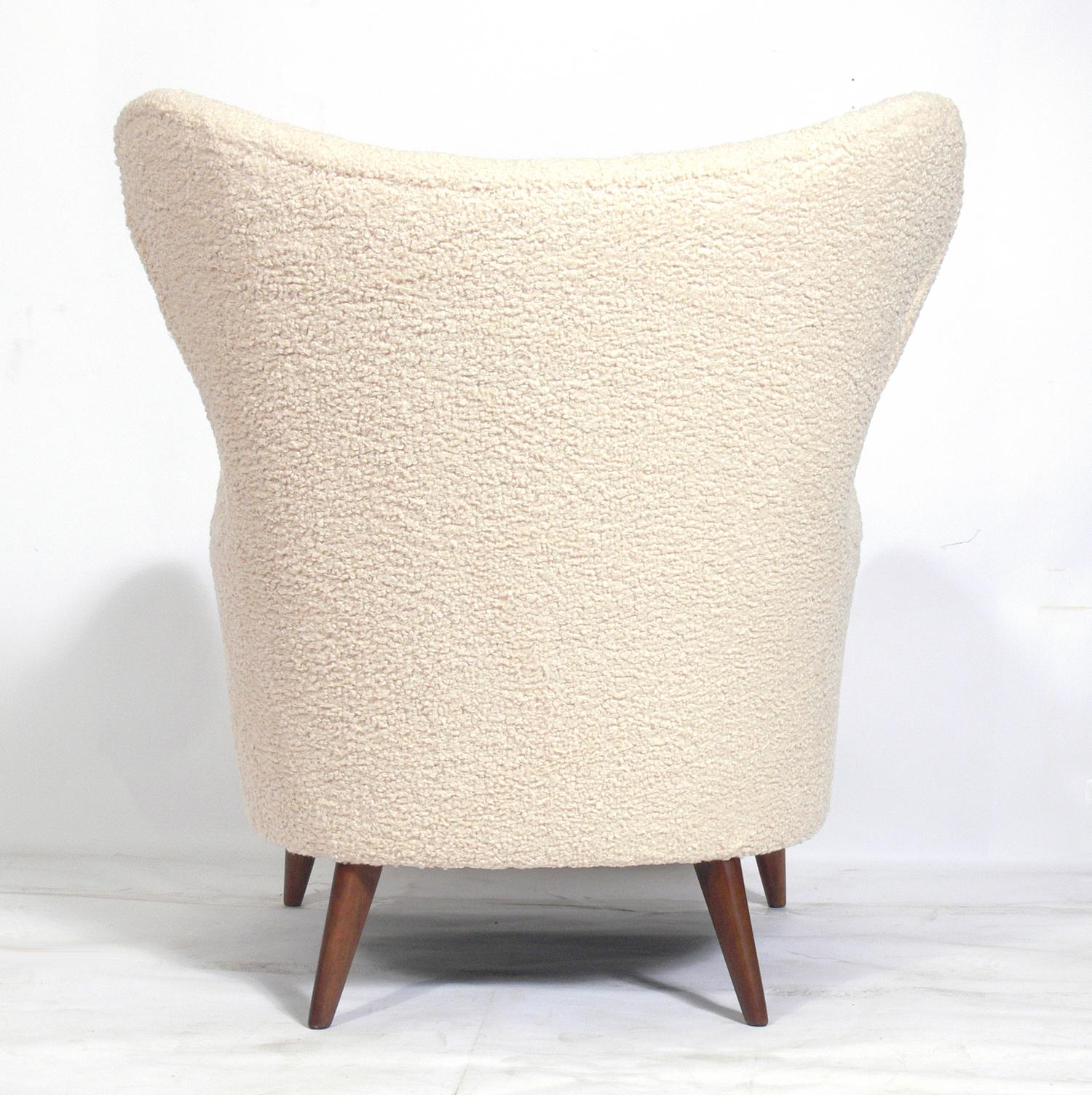 Mid-Century Modern Curvaceous Danish Modern Lounge Chair in Shearling
