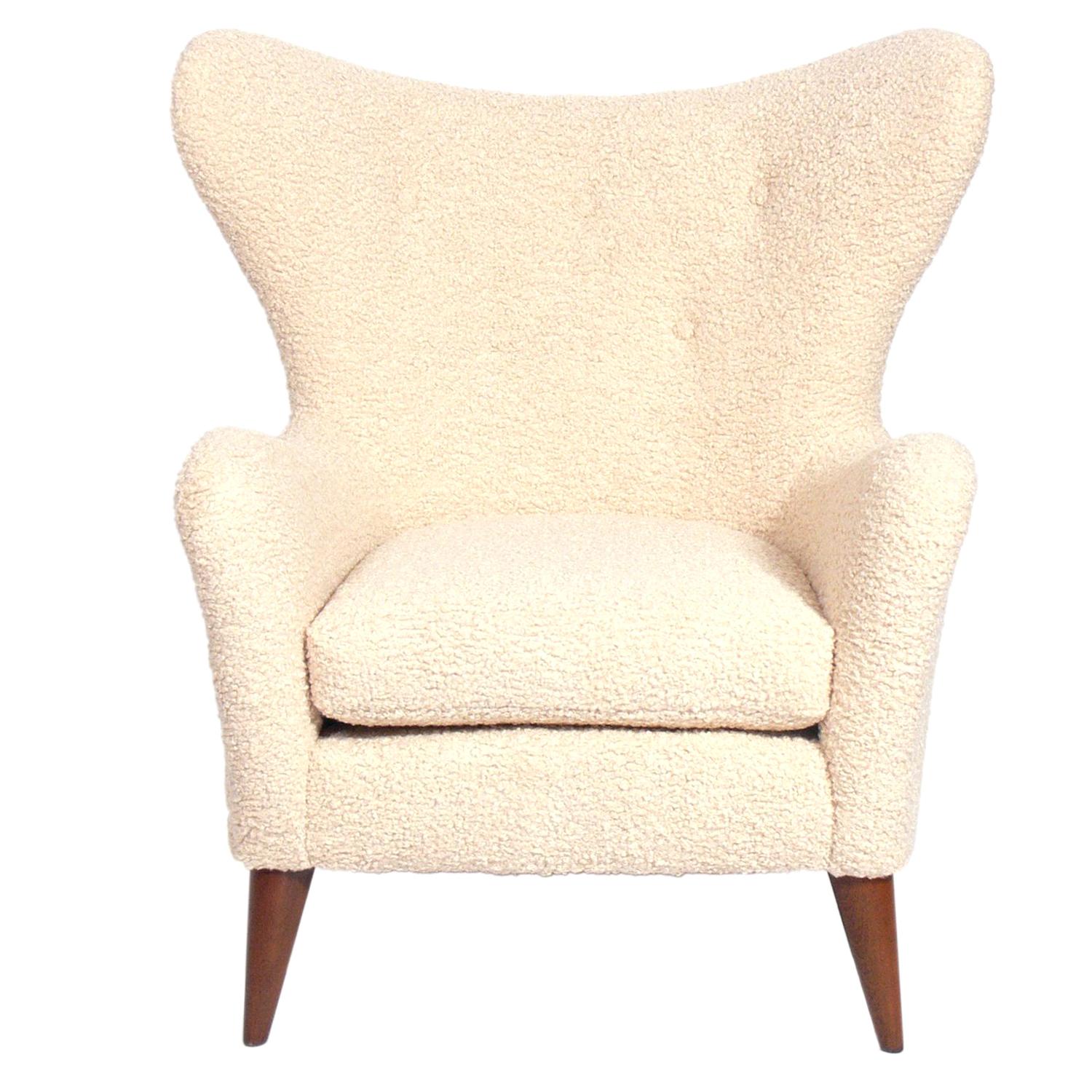 Curvaceous Danish Modern Lounge Chair in Shearling