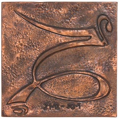 Curvaceous Enamel Wall Art Modern Abstract Metal Artwork in Hand-Hammered Copper