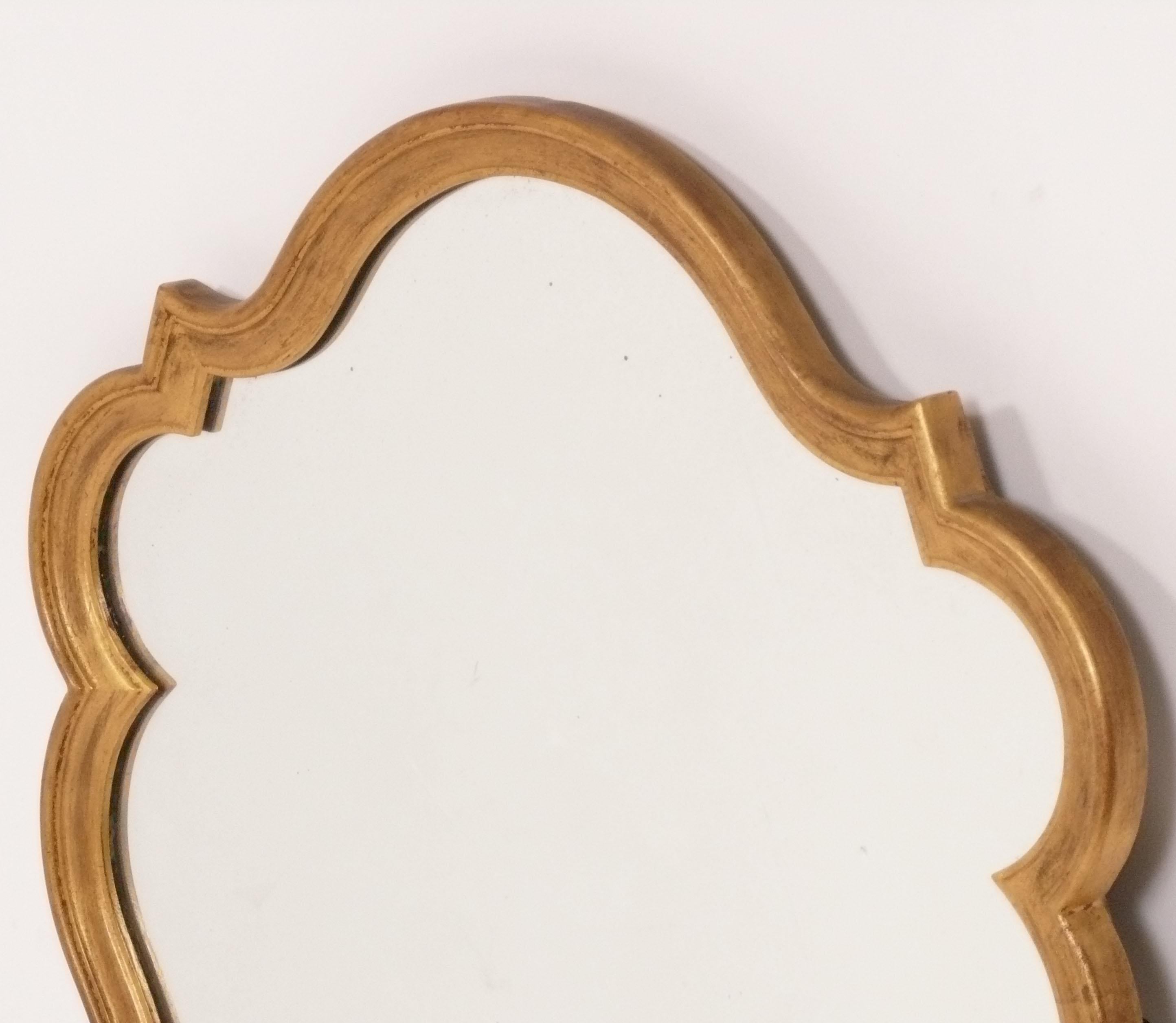 Hollywood Regency Curvaceous Gilt Mirror 31.5