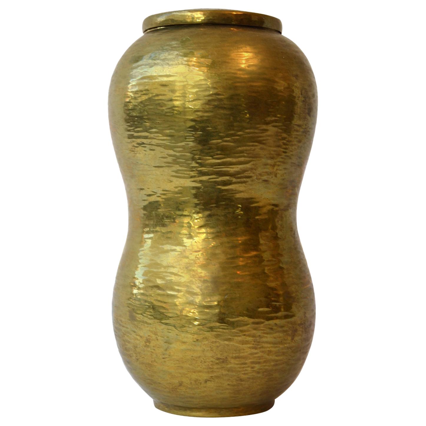 Curvaceous Handcrafted Brass Container by Franz Peters  1950s