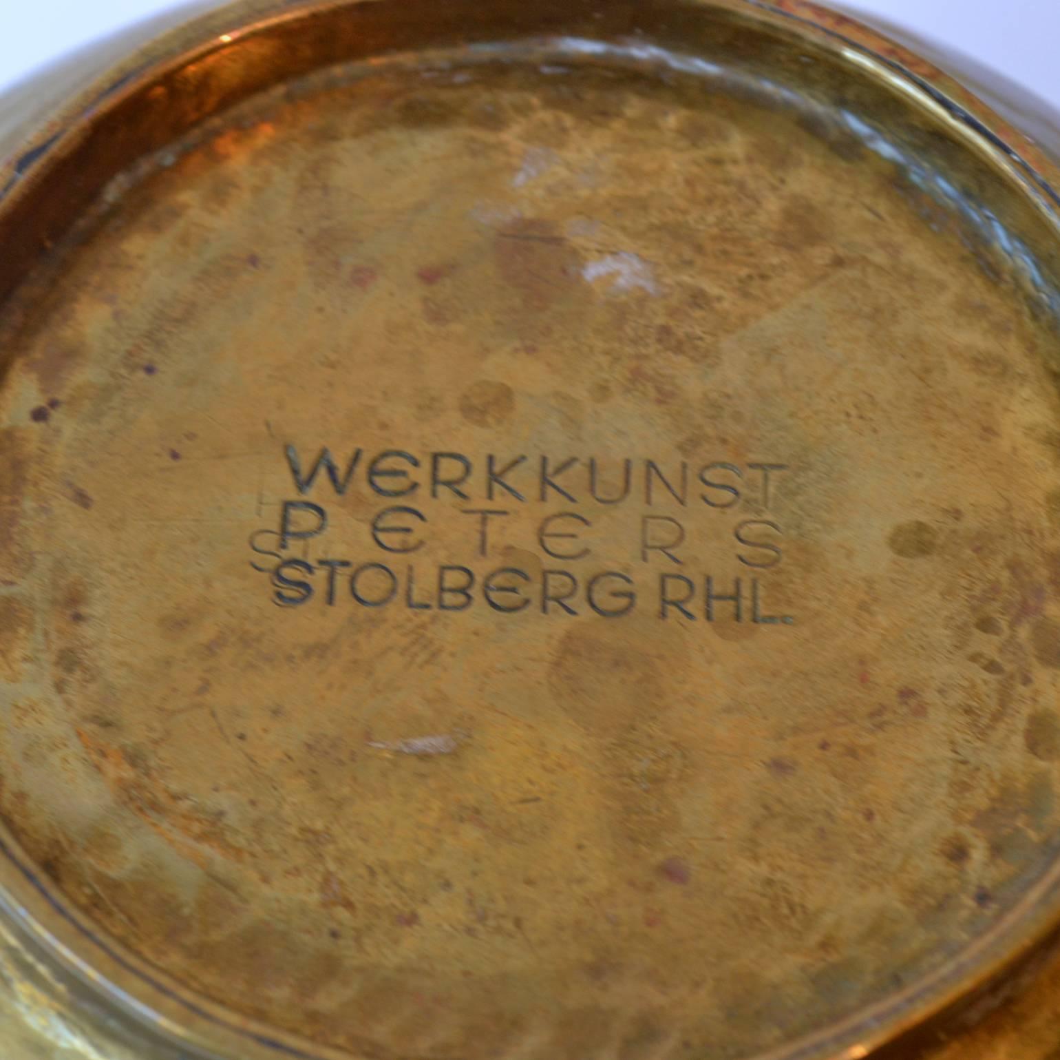 German Brass Container with Lid Handcrafted by Franz Peters, 1950s For Sale