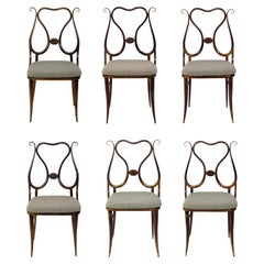 Curvaceous Italian Brass or Bronze Dining Chairs Set of Six 
