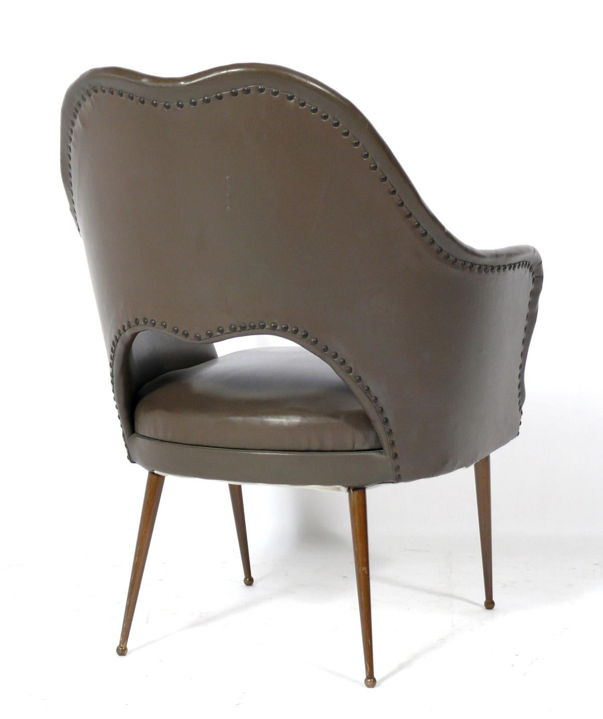 Mid-Century Modern Curvaceous Italian Mid Century Lounge Chair For Sale