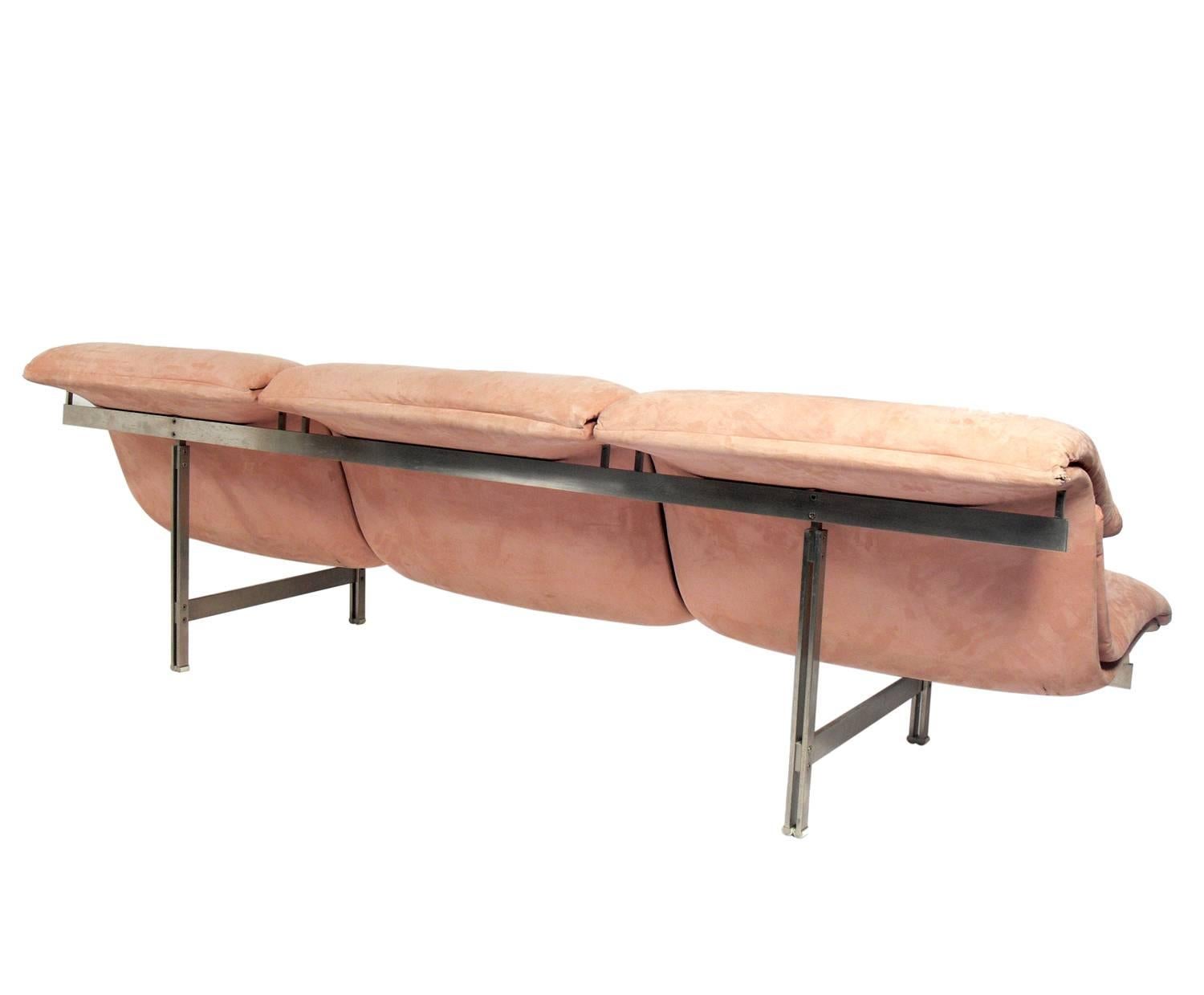 Metalwork Curvaceous Italian Sofa by Saporiti