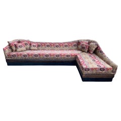 Curvaceous L Shaped Sofa in Clarence House Dragon Empress (Wine)