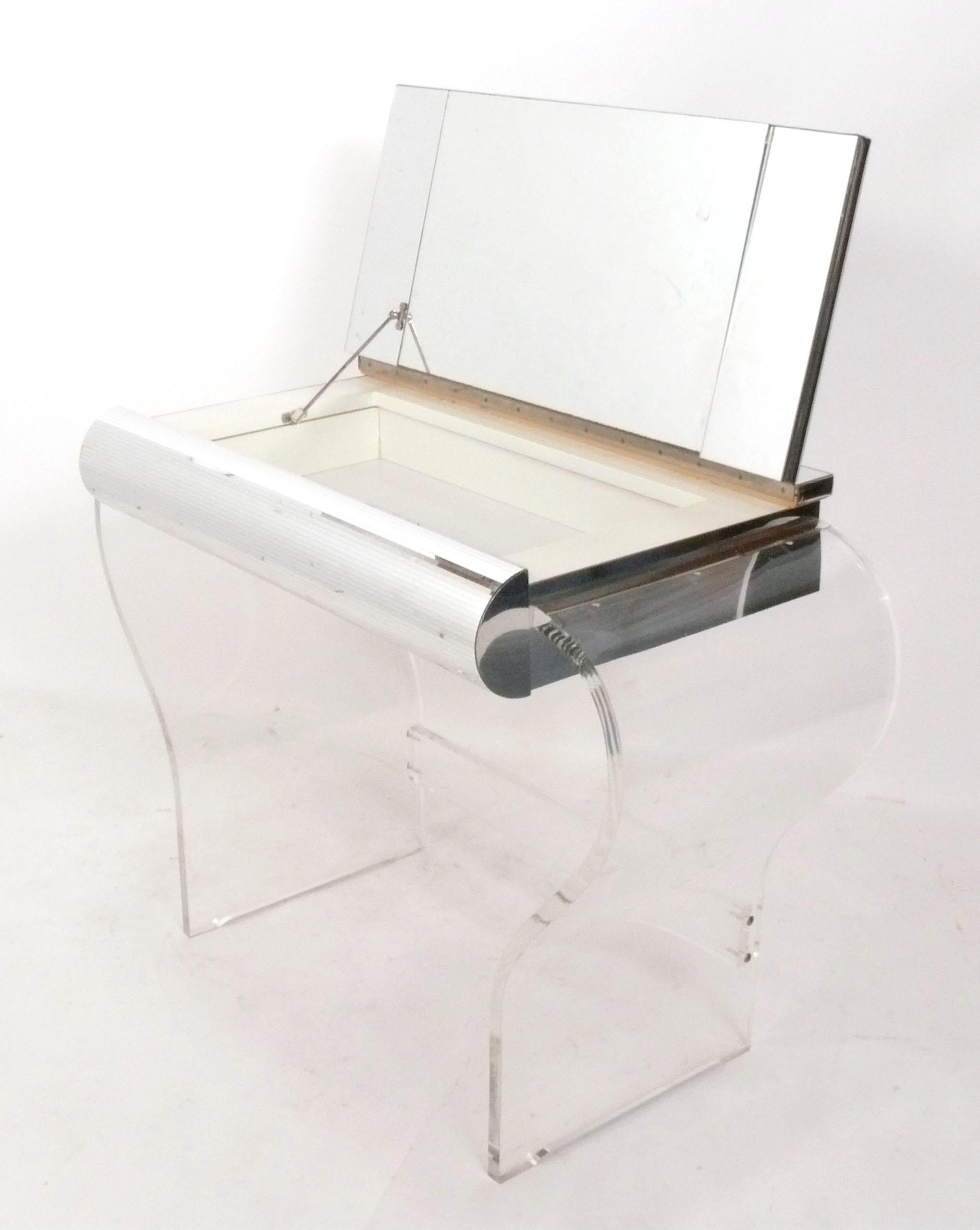 Mid-Century Modern Curvaceous Lucite and Mirrored Mid Century Vanity