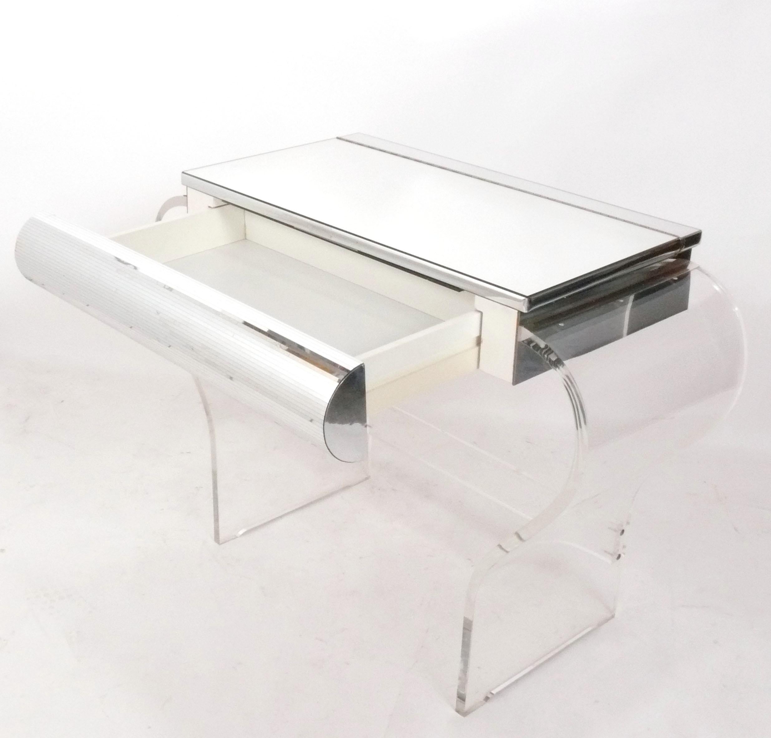 American Curvaceous Lucite and Mirrored Mid Century Vanity