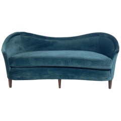 Curvaceous Peacock Green Italian Sofa