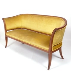 Curvaceous Regency Style Sofa or Settee in Amazing Goldenrod Yellow Velvet 72"W