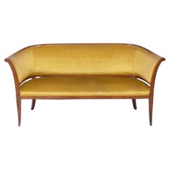 Used Curvaceous Regency Style Sofa or Settee in Amazing Goldenrod Yellow Velvet 72"W