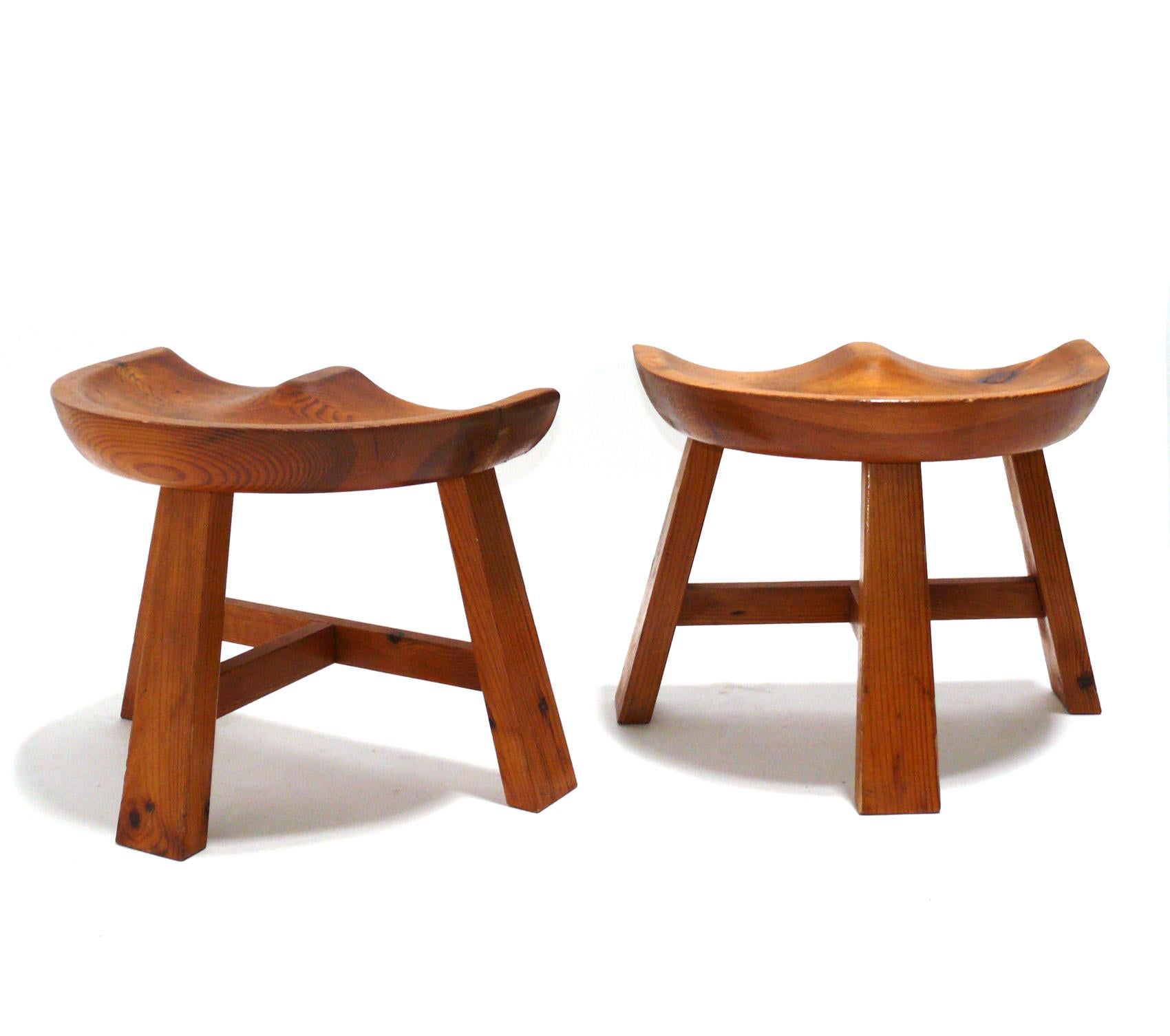 American Curvaceous Tripod Stools For Sale