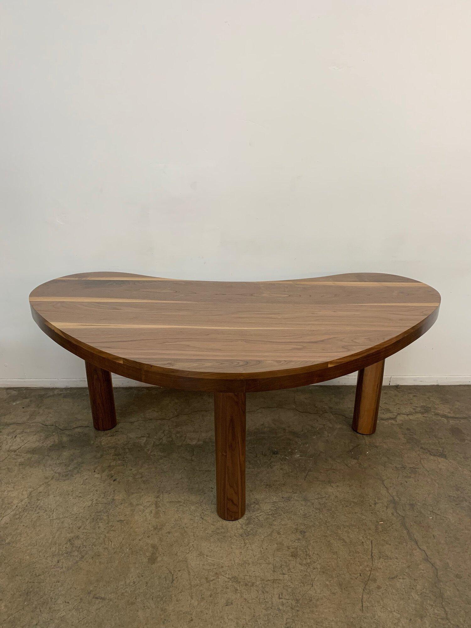 Contemporary CURVAS desk -upgrade edition three leg solid walnut For Sale