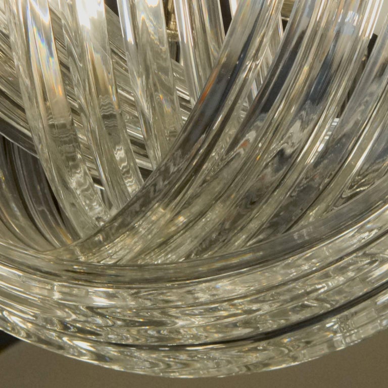 Curvati Murano Chandelier, Clear Crystal Triedri, New Hardware, four available For Sale 1