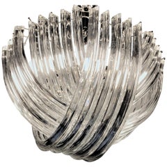 Curvati Murano Chandelier, Clear Crystal Triedri, New Hardware, four available