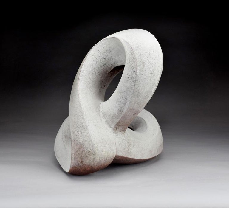 Modern Curvature, Hand Built Ceramic Sculptural Organic Form in Subtle Matte White For Sale