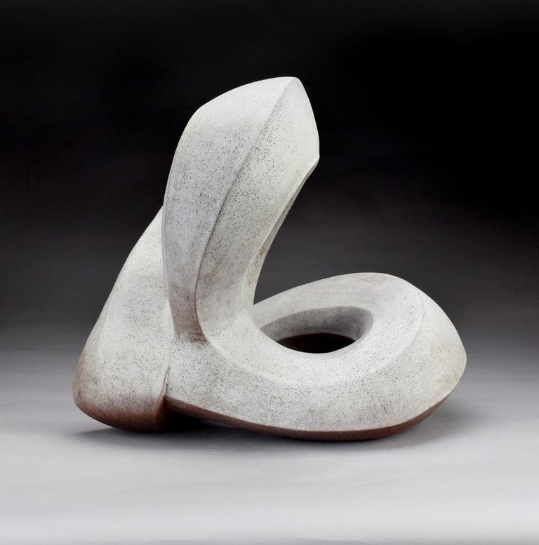 American Curvature, Hand Built Ceramic Sculptural Organic Form in Subtle Matte White For Sale