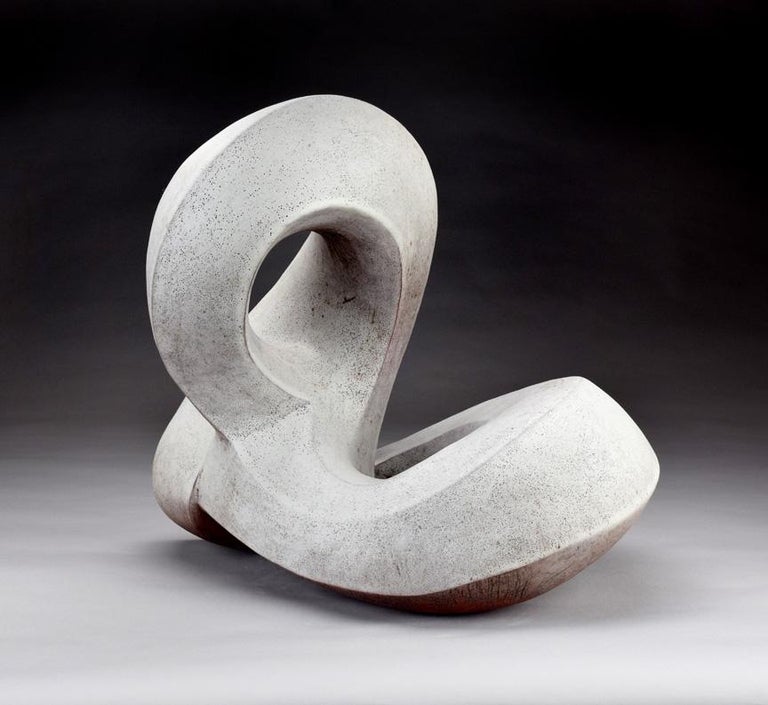 Fired Curvature, Hand Built Ceramic Sculptural Organic Form in Subtle Matte White For Sale