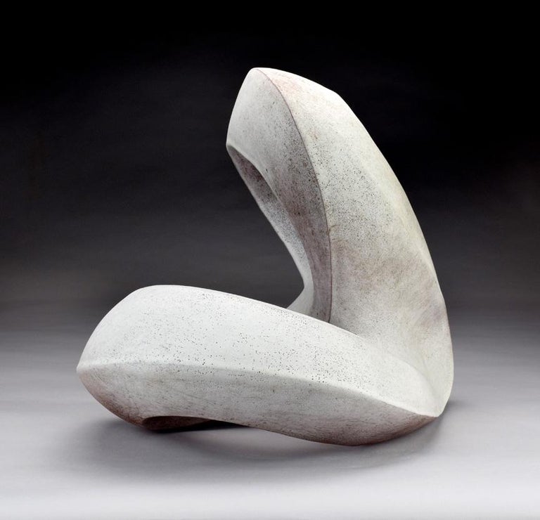 Contemporary Curvature, Hand Built Ceramic Sculptural Organic Form in Subtle Matte White For Sale