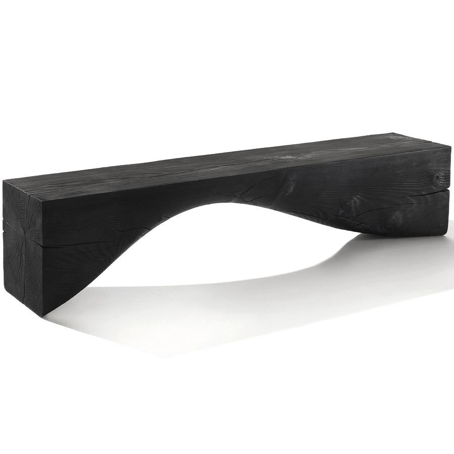 Curve, 71 Inches Cedar Vulcano Bench, Designed Brodie Neill, Made in Italy In New Condition For Sale In Beverly Hills, CA