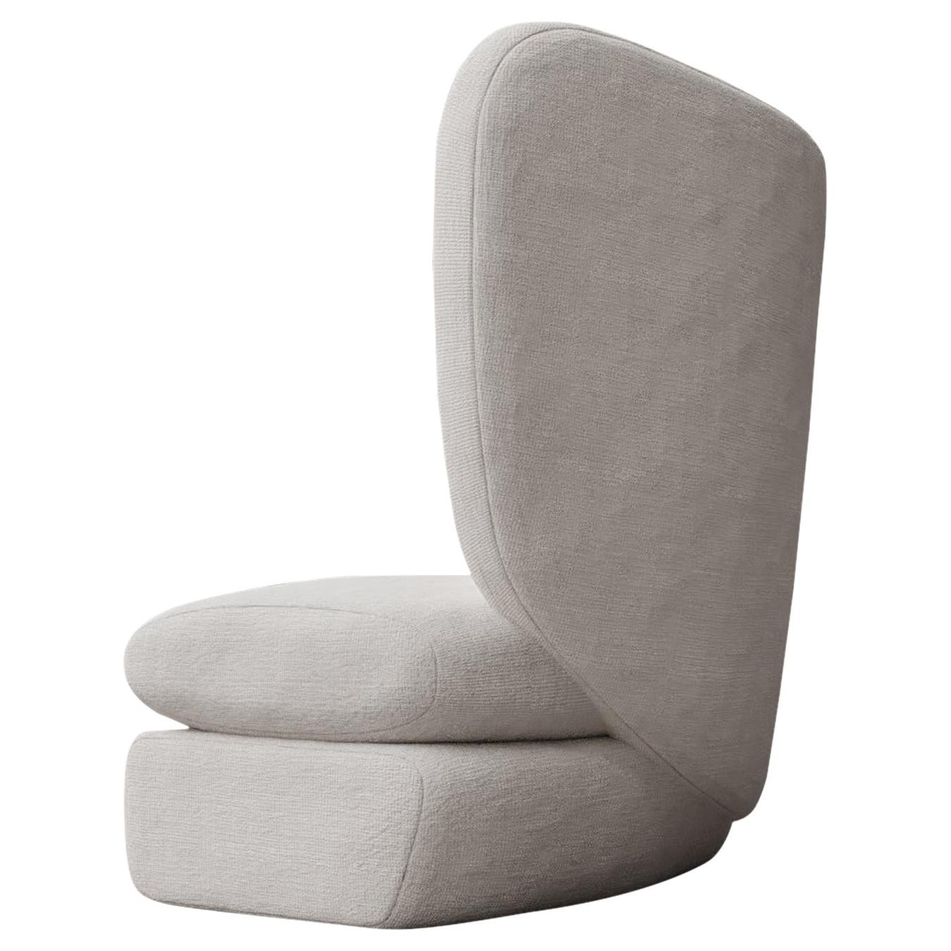 Curve Chair, Modern Layered Asymmetrical Chair in Cream Boucle