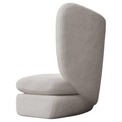 Curve Chair, Modern Layered Asymmetrical Chair in Cream Boucle