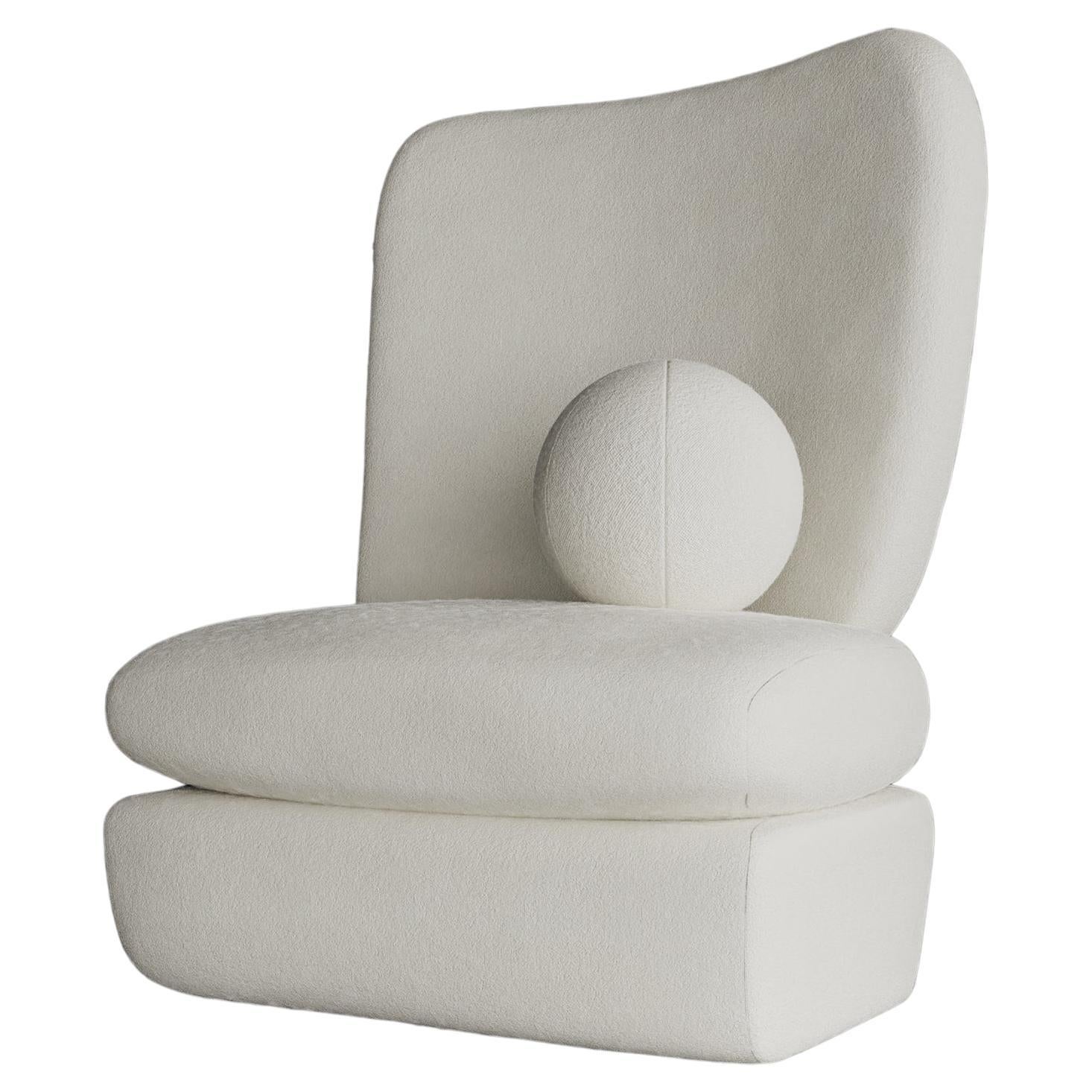 CURVE CHAIR - Modern Layered Asymmetrical Chair in Curly Lamb Boucle For Sale