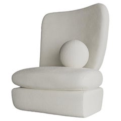 CURVE CHAIR - Modern Layered Asymmetrical Chair in Curly Lamb Boucle