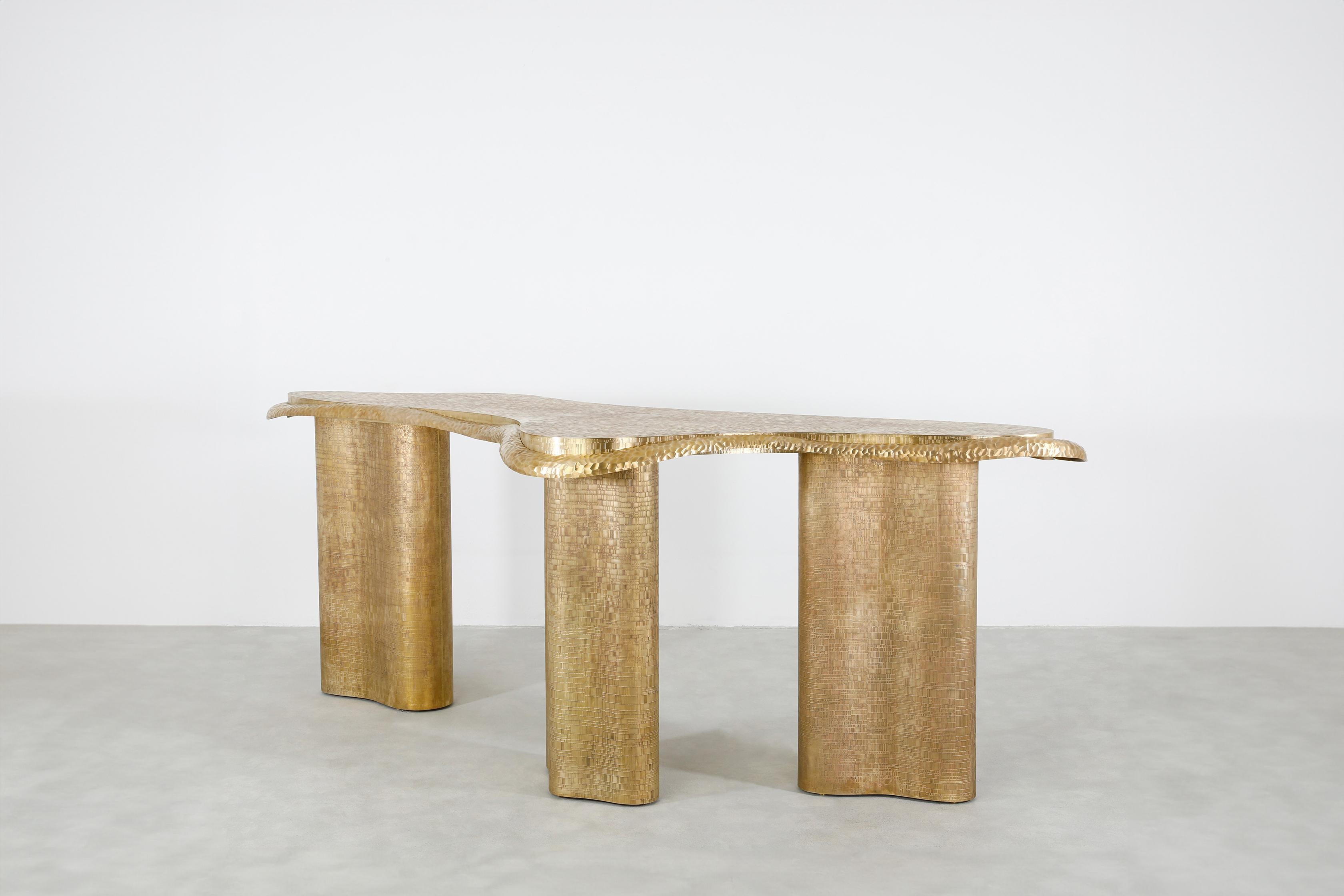 Brass Curve Console by Vikram Goyal, India For Sale