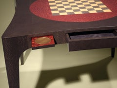 Dama Contemporary and Customizable Card Table with Inserted Marketed Chessboard