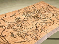 Table à thé contemporaine Boro avec intervention artistique de Luísa Peixoto