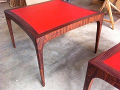 Curve Contemporary and Customizable Game Table in Ironwood with Leather Top