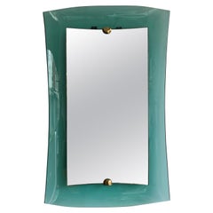 Curve Glass Brass Mirror by Cristal Art, 1960s