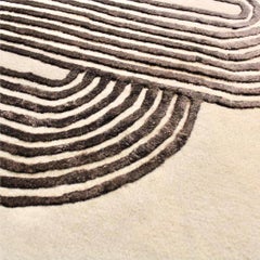 Curve Hand-Tufted Mid-Century Style Beige Rug by Giulio Brambilla