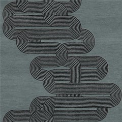 Curve Hand-Tufted Mid-Century Style Blue Rug by Giulio Brambilla