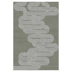 Curve Hand-Tufted Mid-Century Style Green Rug by Giulio Brambilla