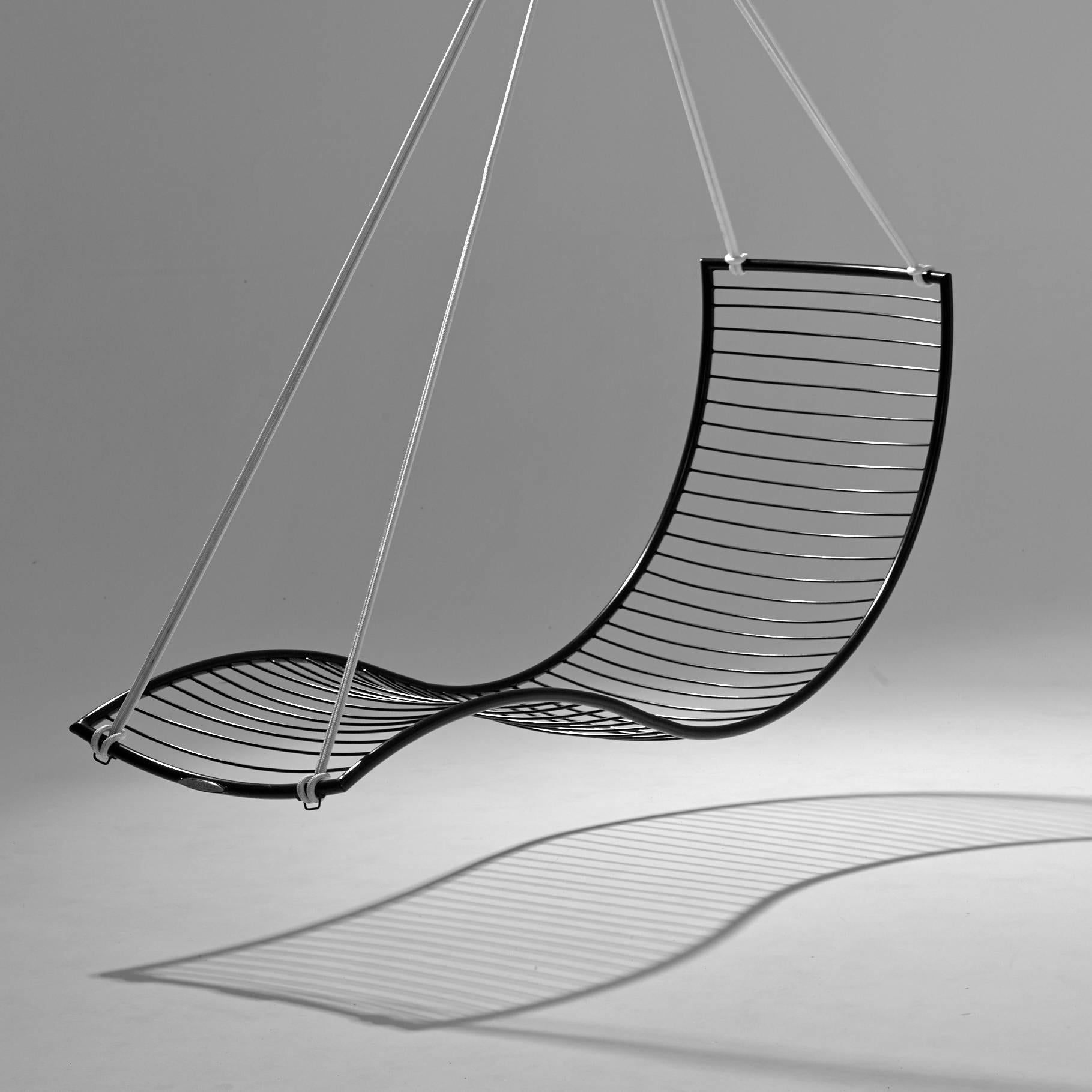 Fauteuil de salon moderne en acier courbé pour l'intérieur et l'extérieur, chaise longue noire, XXIe siècle en vente 3